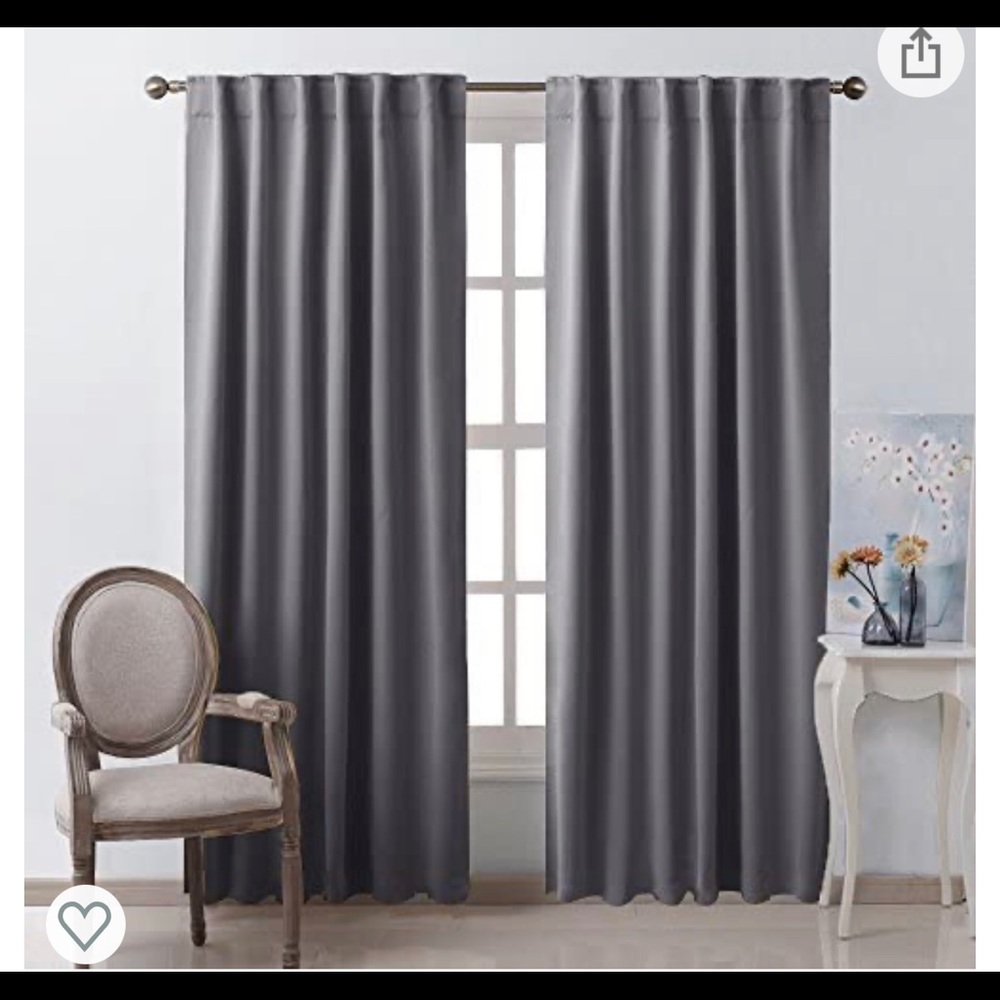 SET of 2 Grey Blackout Curtains Drapes 95”